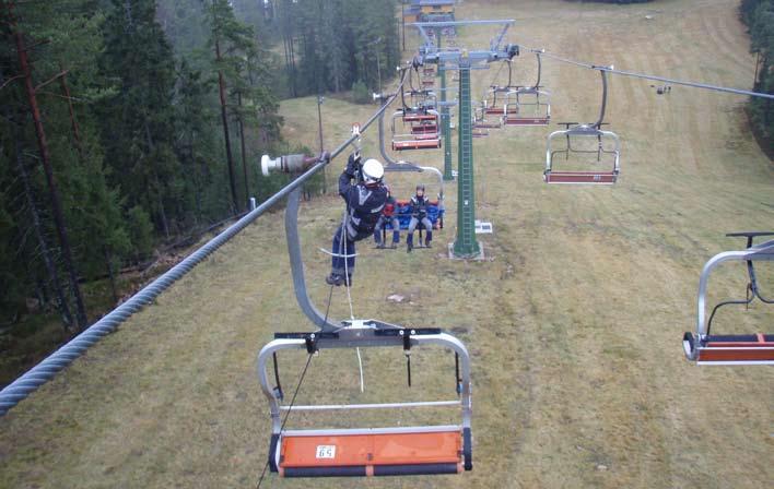 Alpint Evakuering från linbanor Kursen lär ut ett effektivt sätt att evakuera personer från linbanor som stannat. De som arbetar på skidanläggningar med stolliftar.