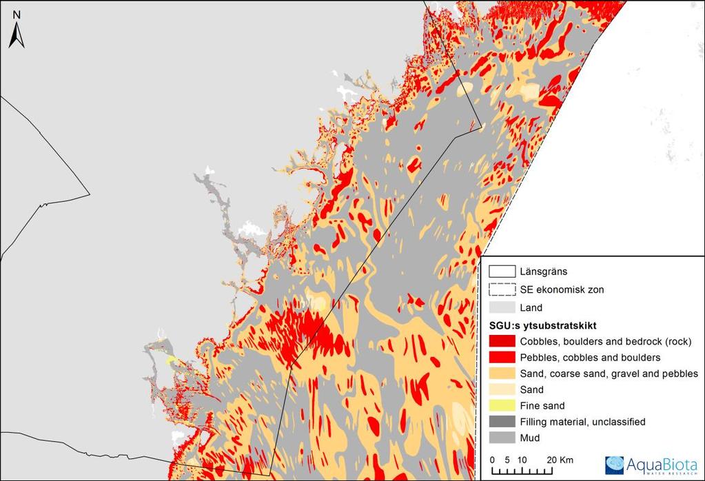 GIS-utsökning av Natura 2000-naturtyper - 1610 rullstensåsöar i Östersjön, 1620 skär i Östersjön, samt
