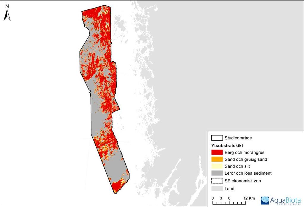 Ytsubstratkarta över Gullmarsfjorden enligt SGU:s ytsubstratklassning (Hallberg m.fl. 2010).