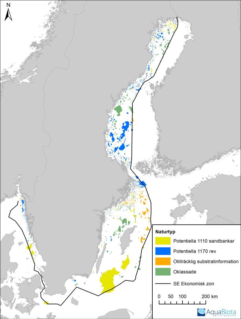GIS-utsökning av Natura 2000-naturtyper - 1610 rullstensåsöar i Östersjön, 1620 skär i Östersjön, samt potentiella 1110 sandbankar och 1170 rev Figur 21.