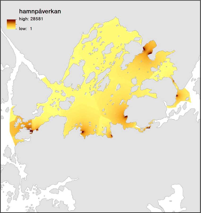 Aqua reports 213:12 Småbåtshamnar Figur B1-2. Karta över miljövariabeln småbåtshamnar.