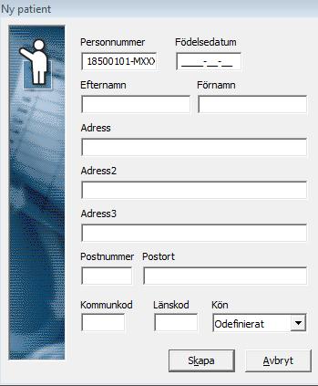 oidentifierad patient/patient med reservnummer Nedan