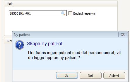 6 Registrera oidentifierad patient och patient med reservnummer i Orbit