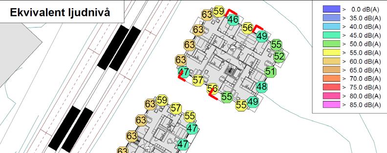 Trafikbuller En bullerutredning har upprättats som påvisar ljudnivåer som överskrider tillåtna normer vid