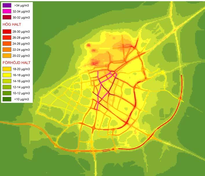 µg/m 3 Figur 2. Redovisning av uppmätta årsmedelhalter av kvävedioxid (NO 2 ) och partiklar (PM 10 ) för mätstationen Rådhuset i taknivå mellan åren 1999 till och med 2014.