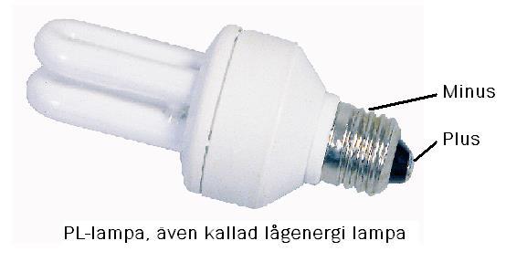 På de flesta lampor har det ingen betydelse hur plus och minus kopplas. Gäller alla glödlampor, halogen och de allra flesta LED.