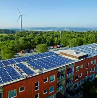 Ekologisk och social hållbarhet i praktiken Bostadshusen i Västra Gårdsten har sedan år 2000 solfångare och solceller för uppvärmning och elproduktion.