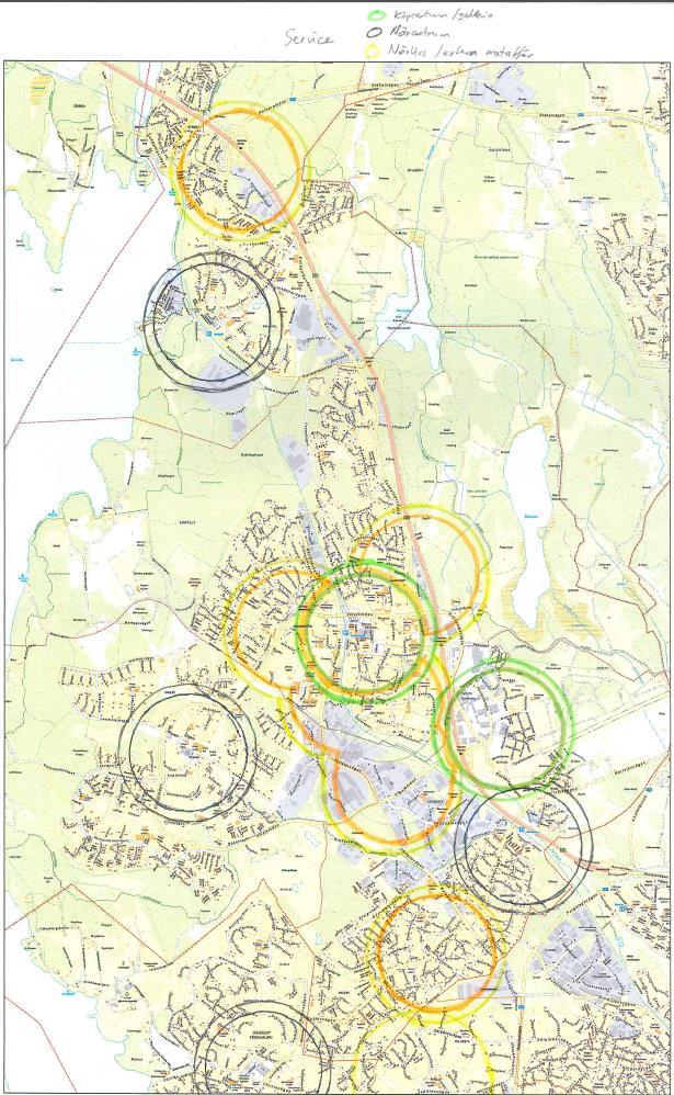 2016-09-29 4 (12) Service Om kommersiell och offentlig service finns inom gångavstånd skapas förutsättningar för ett minskat bilberoende.