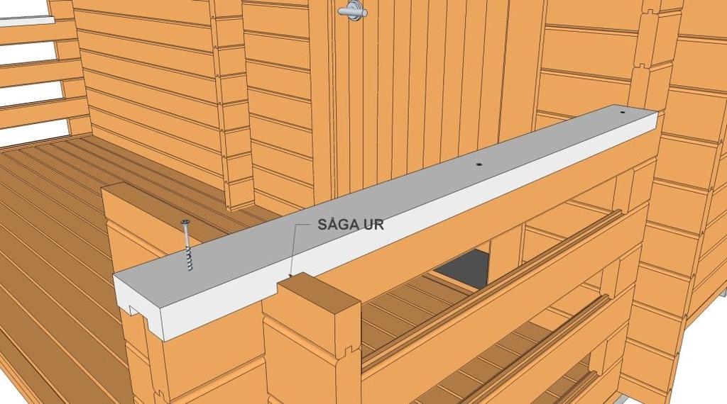 Kapa till och skruva 45x120mm överliggaren till sidoräcket.