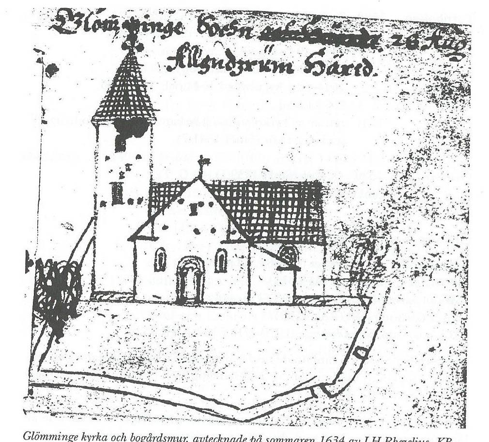 OROSTIDER Under orostiderna i samband med danskarnas framfart plundrades, brändes och förstördes det mesta av Glömminge kyrka, att icke en spån övrigt blev utan bara muren skrev dåvarande kyrkoherden