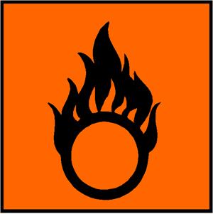 Den nya märkningen ett exempel Härdare #12 Giftigt vid förtäring Brandfarligt Kan orsaka brand vid uppvärmning FARA