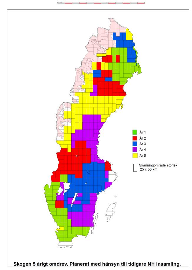 5-årigt omdrev första utkast Som NH, kanske något högre punkttäthet Tänk gärna i termer av 5-årsomdrev Undanta fjällvärlden och fjällnära skog enligt avgränsnings-polygon från Skogsstyrelsen Nyttja