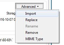 3 Advanced import ersätta fil För att ersätta en fil i PDB mot annan fil som finns i Utforskaren, högerklicka på dokumentet som ska ersättas och välj
