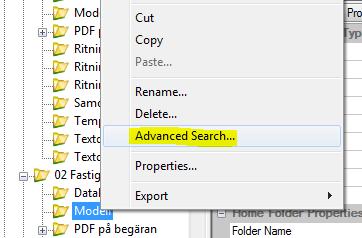 Genom att klicka på förstoringsglaset kan olika sökkriterier ställas in, till exempel sökning i hela datakällan. 6.14.