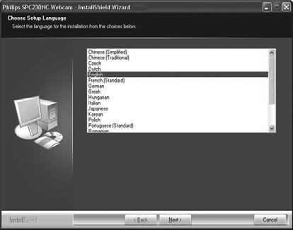 SV Installation Installera WebCam-programmet Den medföljande programvaran fungerar endast i datorer med operativsystem Microsoft Windows 98SE, ME, 2000, XP och Vista.. OBS!