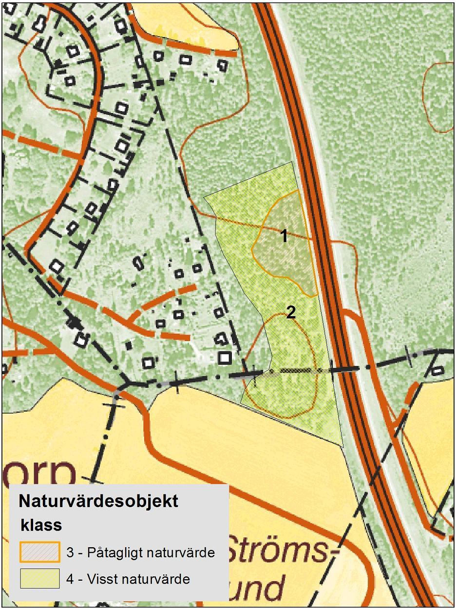 7 Områden med biologiska naturvärden Vid inventeringen identifierades ett område med påtagligt naturvärde