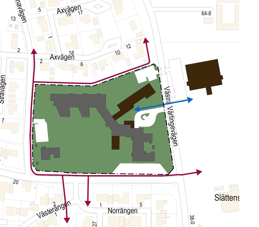 förutsättningar och planförslag Gång och cykel Inom Skegrie fnns goda förutsättningar för att välja cykeln som transportmedel.