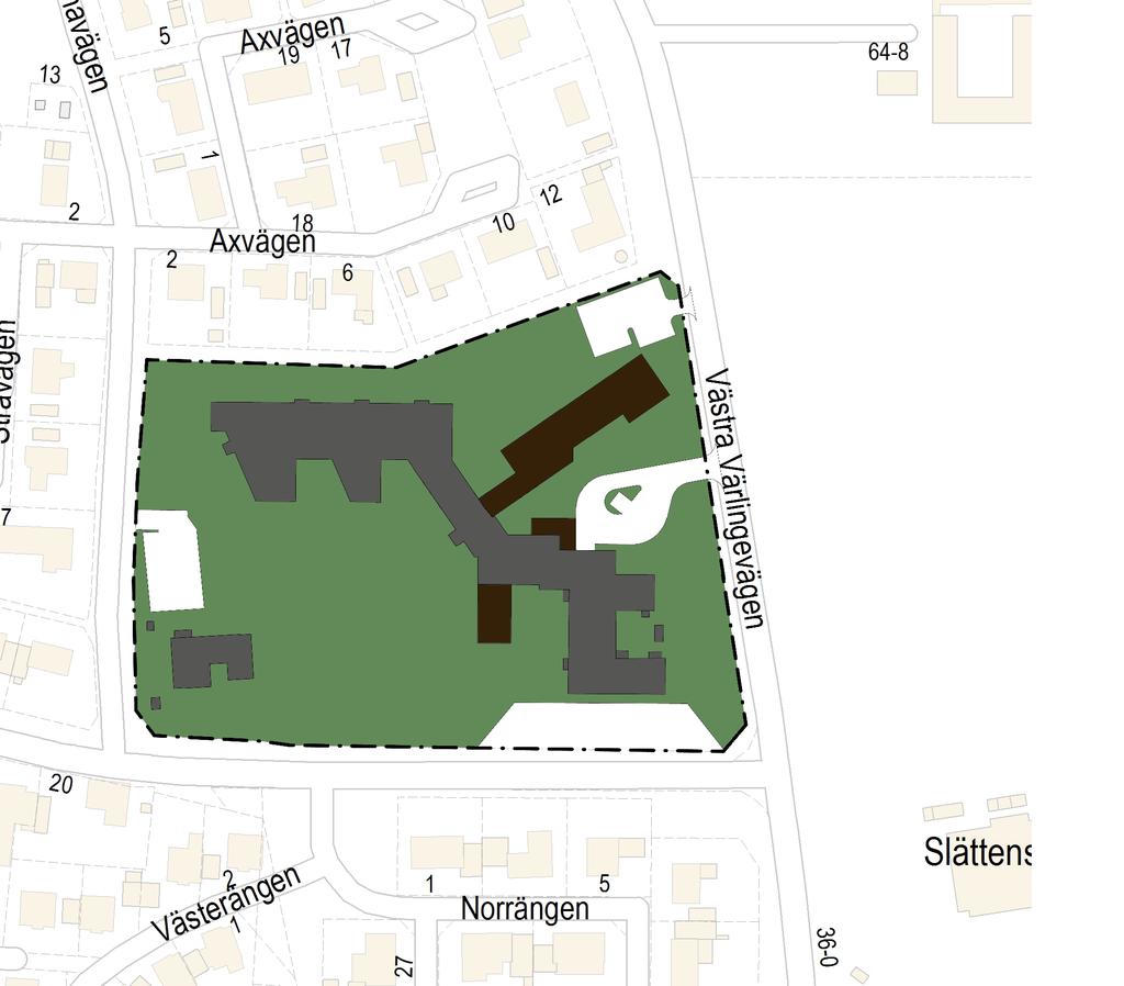 förutsättningar och planförslag BEBYGGELSEOMRÅDEN Bostäder Inga bostäder fnns inom planområdet och inga bostäder planeras i planförslaget.