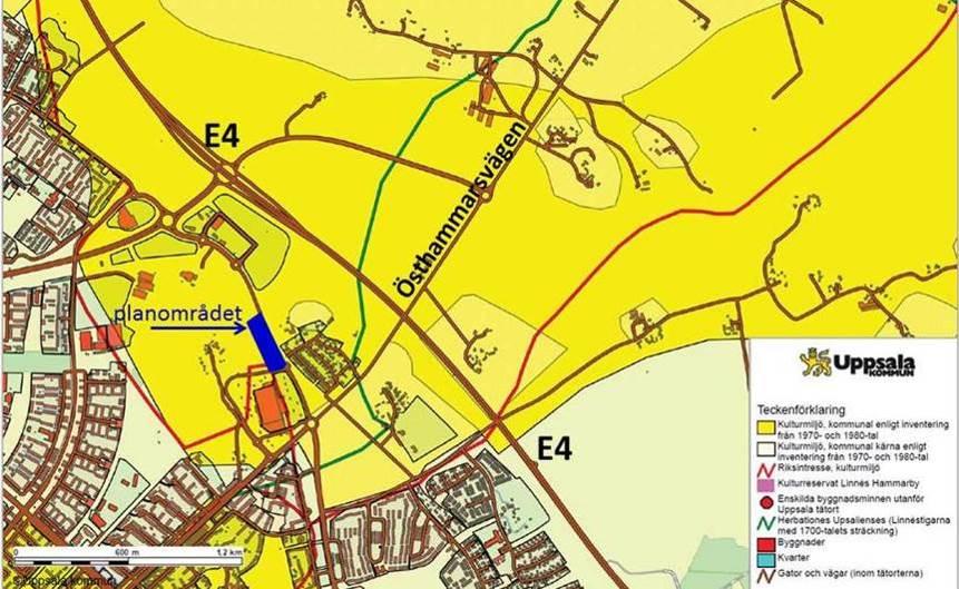 FÖRUTSÄTTNINGAR - Kulturarv, forts Riksintresse för kulturmiljö Planområdet ingår i riksintresseområde för kulturmiljövården, Vaksala C 36 samt i det kommunala kulturmiljöområdet U 28.