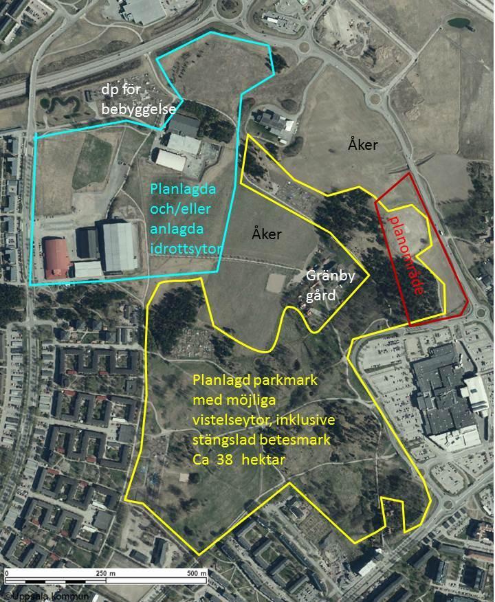 Rekreation och friluftsliv PLANBESKRIVNING, LAGA KRAFT 2017-04-19 FÖRUTSÄTTNINGAR Gränbyparken Planområdet berör det tätortsnära rekreationsområdet Gränbyparken.