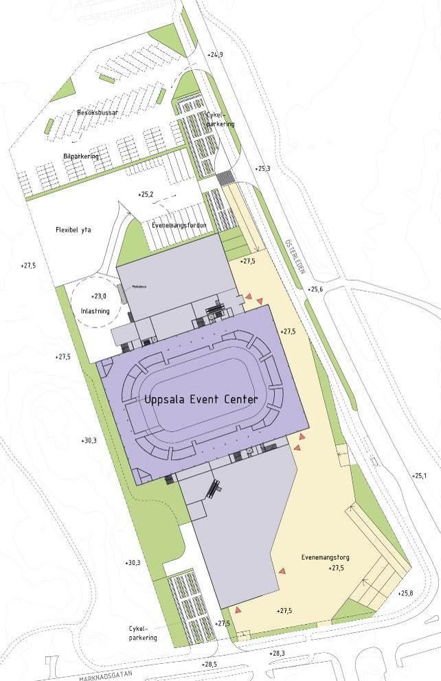 PLANENS SYFTE OCH HUVUDDRAG Planförslaget syftar till att möjliggöra Uppsala Arena med plats för upp till 10 000 åskådare. Byggnaden ska utformas som en märkesbyggnad.