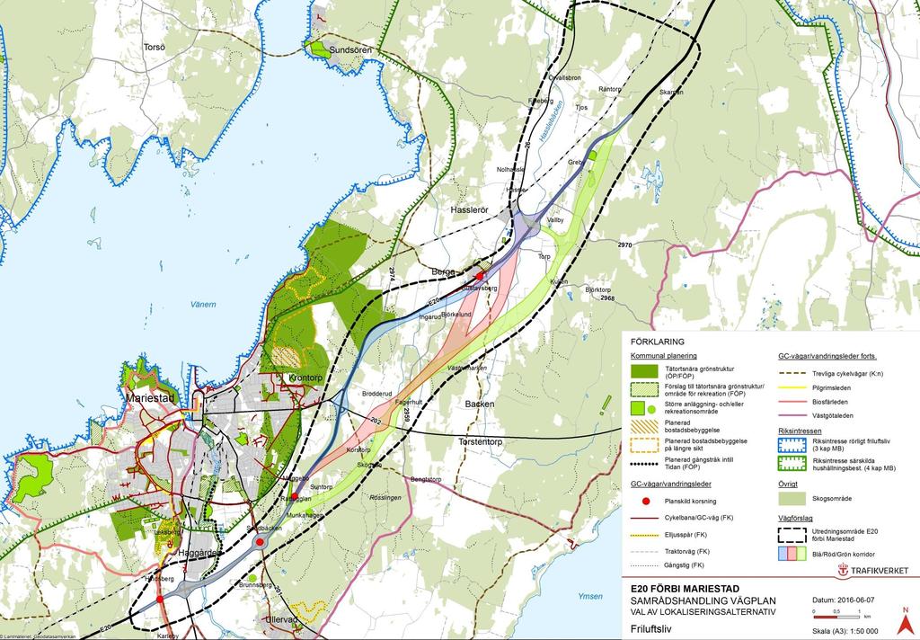 Effekter och konsekvenser Friluftsliv Cykel- och vandringsstråk via bron vid Hindsberg kvarstår. Ny bro - gångstråk längs Tidan.