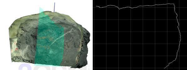 finns i Bilaga 3. Figur 7 Ett längsgående snitt visualiserat med programmet ShapeMetriX (vänster) samt snittet importerat till MicroStation (höger). 3.4 MicroStation MicroStation (Bentley, 2016) används för att beräkna arean från de snitt som tas i ShapeMetriX.