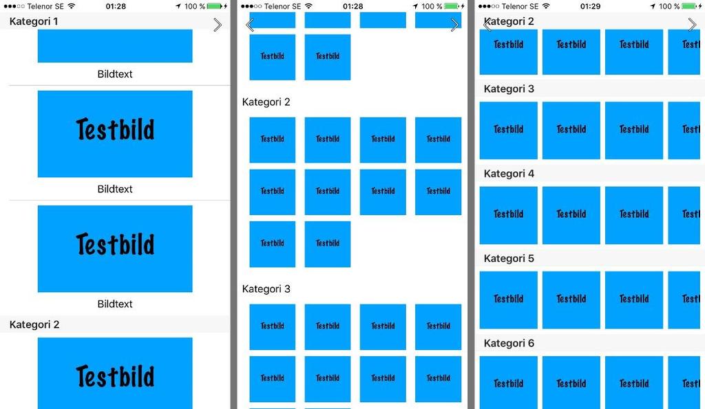 I den andra vyn är knappen istället placerad nere till vänster i en rad som kallas för Tool Bar vilket är hur Apple vill att knappar som påverkar innehållet i den aktuella vyn ska placeras.