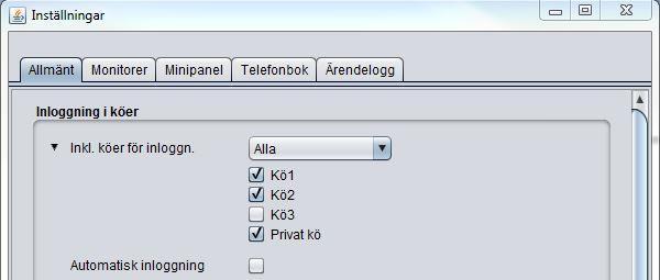 3.4 Inloggning i köer För att logga in på alla köer du tillhör trycker du på F2 på tangentbordet.