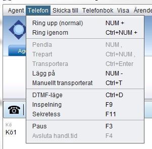 4.13 Menyraden telefon Under Telefon i menyraden hittar du alla alternativ för vad du kan göra med ett samtal.