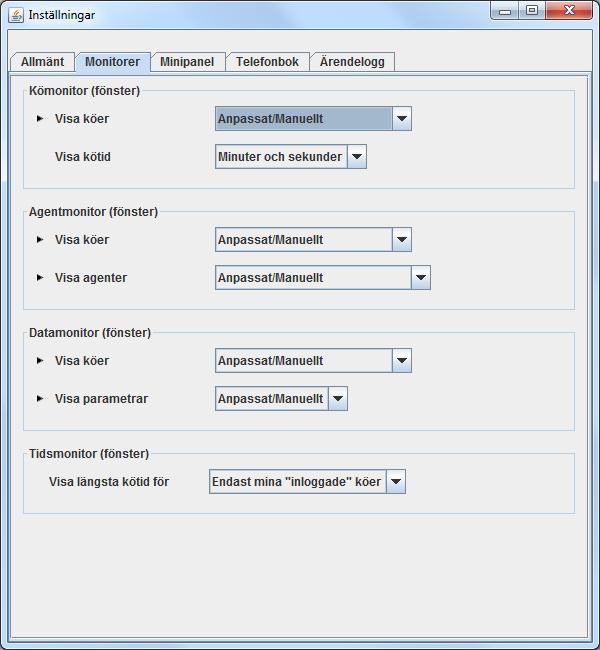11.4 Monitorer - Kömonitor Här kan du välja vilka av köerna som skall visas i Kömonitorn.