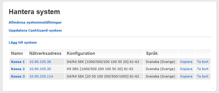 Klicka på kassanamnet som