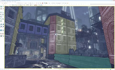 Bild 1 Redigerad skärmdump från Unreal Ed 3 på en av banorna i Unreal Tournament 3 Bild 2 föreställer en modul som ligger på samma nivå av modularitet som de färgade modulerna i Bild 1.