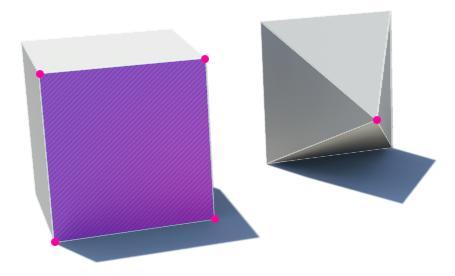 Den extra geometrin som skapats i detta fall representeras i lila färg. Figur 5 Merge som översatt betyder sammanfoga är ett annat verktyg som ständigt används vid modellering.