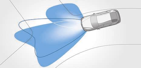 dem. Den integrerade kurvbelysningen tänds automatiskt vid lägre hastigheter när blinkers aktiveras eller ratten vrids.