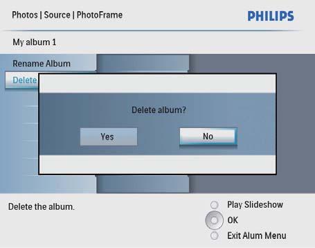 6 Hantera ett album Skapa ett album Du kan skapa ett album i PhotoFrame och på en lagringsenhet som är ansluten till PhotoFrame.