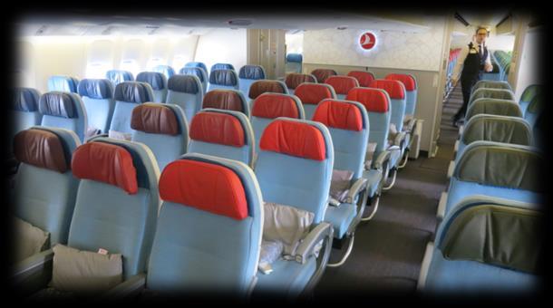 Seat pitch varierar mellan 31-32 inch (ca 78 cm), man