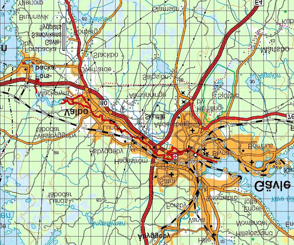 9.1 Avrinningsområde: 52000 Gavleån 9.1 Gavleån Koord: X: 674278 / Y: 156797 Karta över de inventerade delarna av Gavleån (1 ruta = 1 km 2 ).