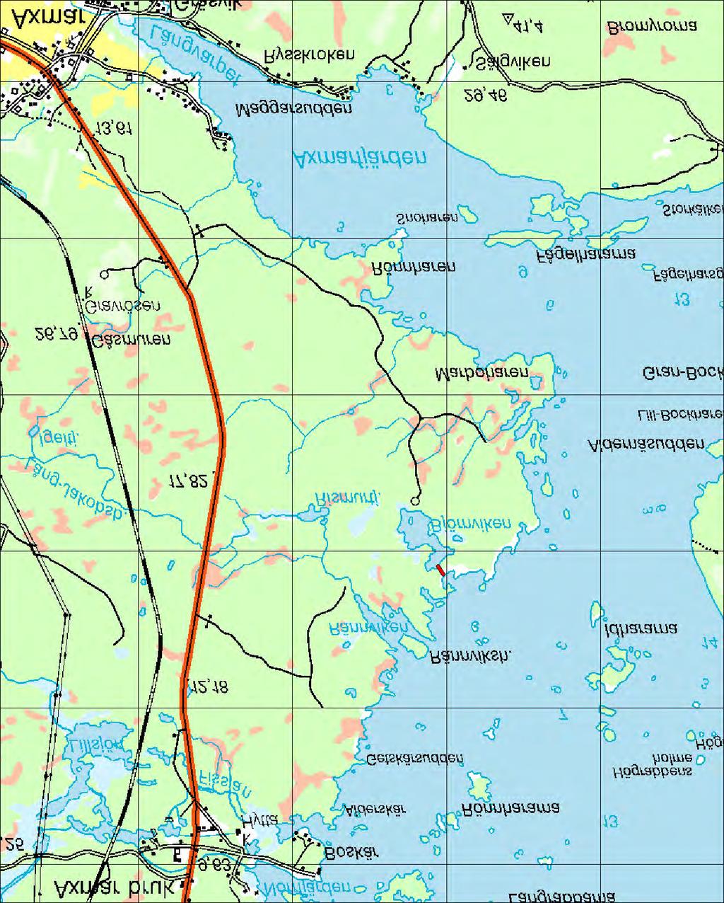 6.2 Avrinningsområde: 49050 Björnviksbäcken 6.2 Björnviksbäcken Koord: X: 676915/ Y: 157399 Karta över Björnviksbäcken (1 ruta = 1 km 2 ).