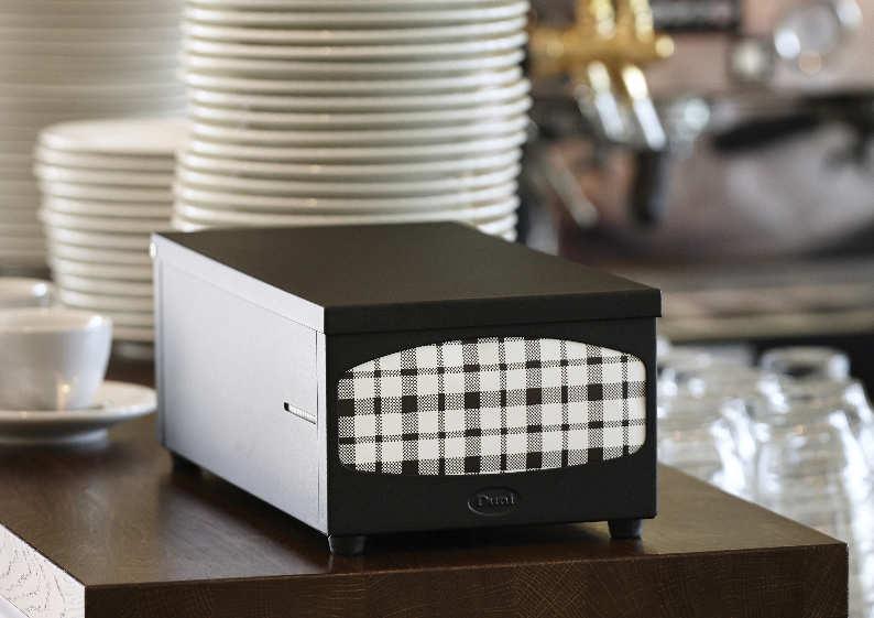 5 SERVETTDISPENSER Platsbesparande design, idealisk för diskar och