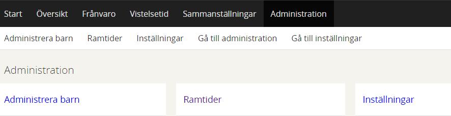 2 Inställningar per enhet För att komma i gång behöver ansvarig administratör för förskolan göra ett par grundläggande inställningar i systemet. Aktiv roll i systemet: Skoladministratör 2.