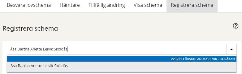 1 Registrera schema Vårdnadshavare registrerar via inloggning de tider barnet har behov av omsorg. På startsidan ser användaren vilka funktioner hen har tillgång till.