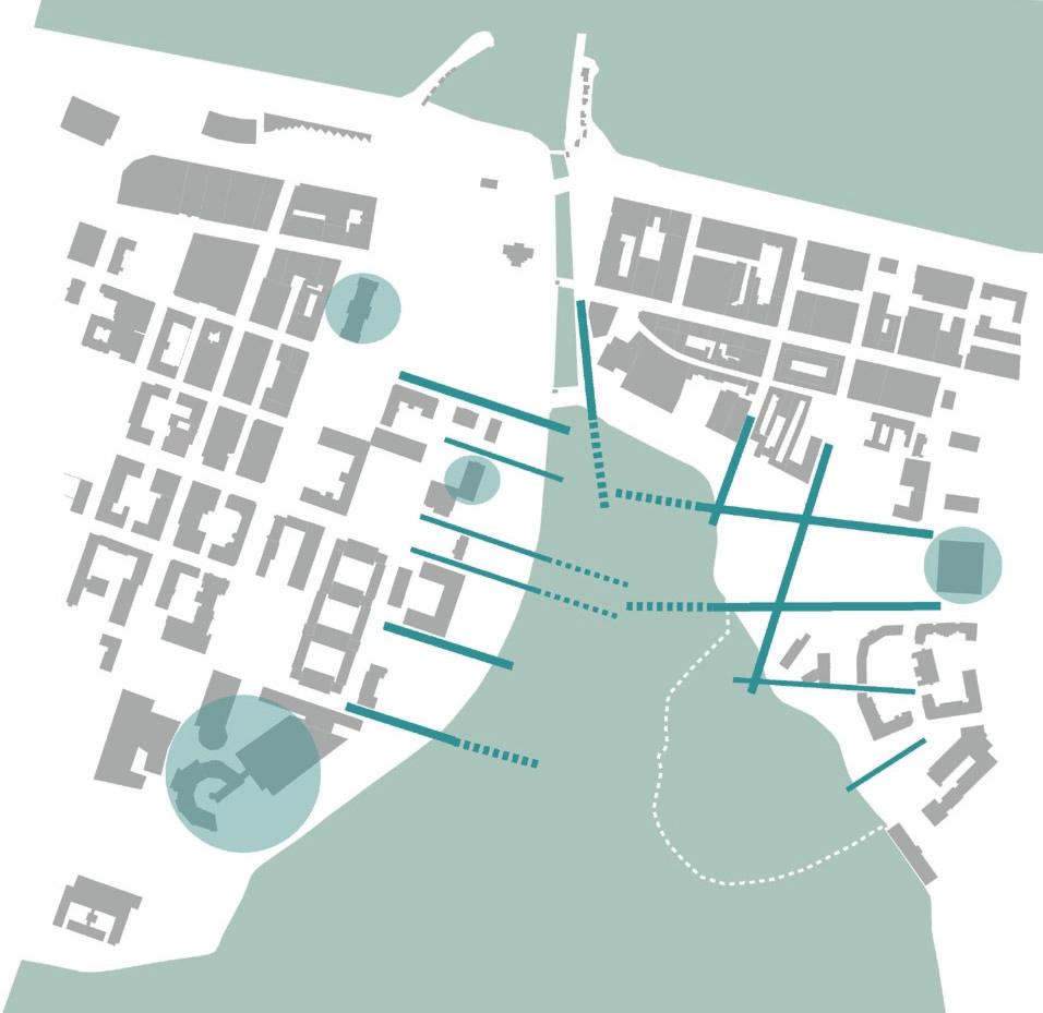 Analys H e l h e t siktlinjer landmärken siktlinjer förlängda siktlinjer landmärken Ställningstagande - Siktlinjer och landmärken Karakteristiskt för Jönköpings centrum är att gatorna mynnar ut i