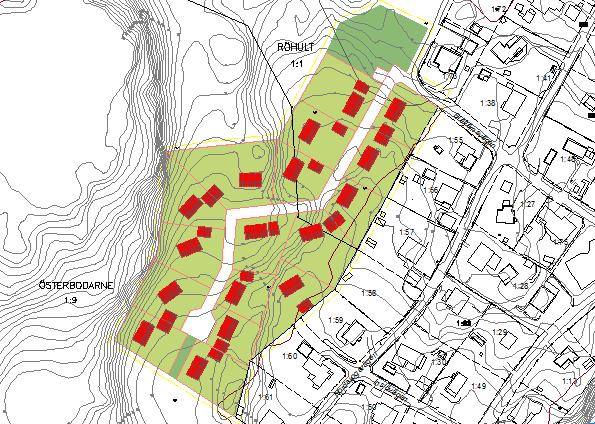 3. Framtida förhållanden 3.1 Områdesbeskrivning Detaljplanen medger utbyggnad av bostäder samt lokalgator (figur 5). Figur 5: Illustrationskarta över planområdet. 3.2 Dimensionering Beräkningar av regnintensitet, flöden och erforderligt behov av dagvattenfördröjning har gjorts enligt Svenskt Vattens publikation P104.