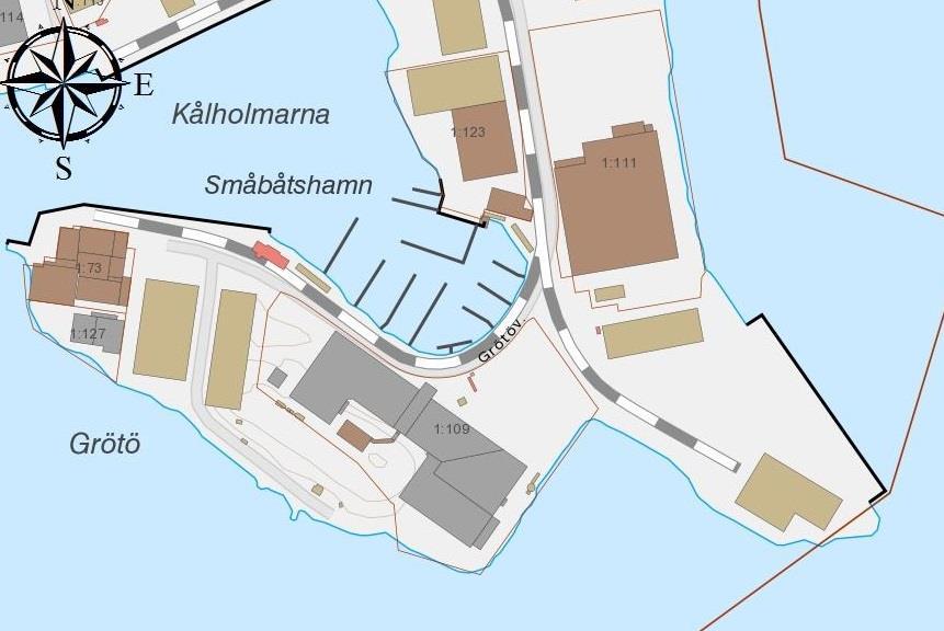 Lösningsförslag med grövre material innanför kajmuren Grötörev. Grötörev är besiktigad och underhåll för de närmaste 5-8 åren är beräknade.