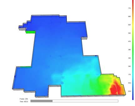 Bilaga 12, Resultat garagesimulering Temperaturskalan för dessa tre försök går från 0 till 470 C Figur 1.