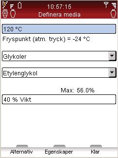 Media Hydronisk Kalkylator Media Hydronisk kalkylator Funktionsförklaring Den här funktionen styr mediainställningarna i det system som ska mätas och justeras in.