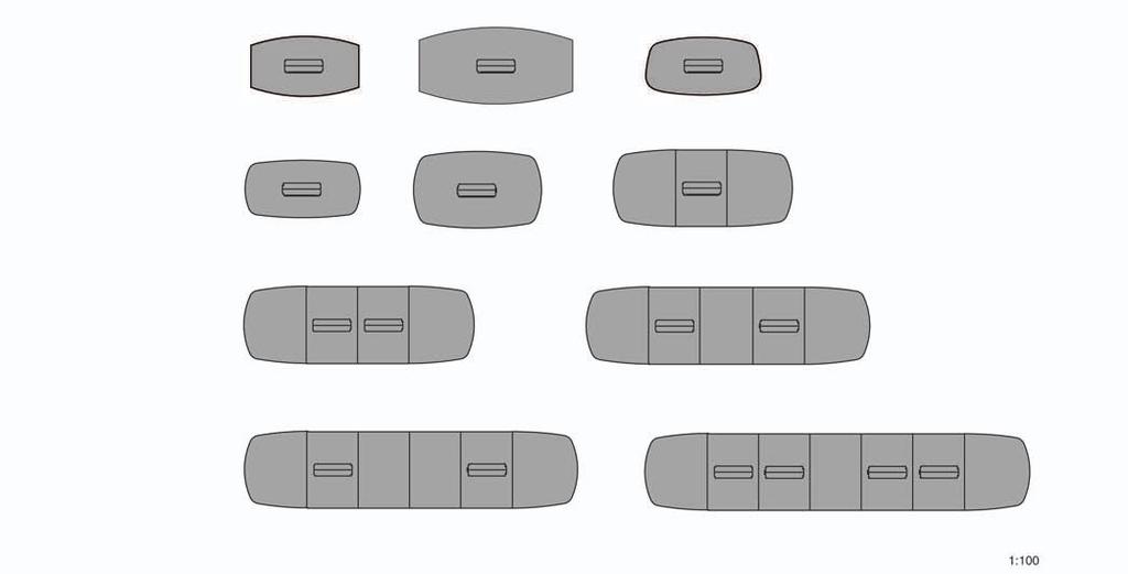 ( ) = ange färg S (silvergrå), W (vit) Box för elutrustning till konferensbord Passar bl.a. till: Oberon, serie[e] one Till förvaring av grenuttag och kablar.