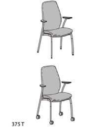 stolar Plus[cv] Plus[cv] 375 T Lackerat metallstativ, silvergrå. Klädd sits av fjädrande stålrörsram med nozag. Klädd fjädrande rygg ingjuten i polyeter. Armstöd i bok, björk eller ek.