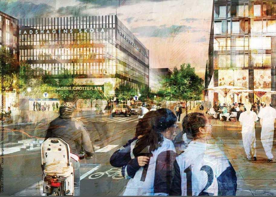 Vid västra entrén föreslås en ny torgplats norr om S:t Göransgatan och en mindre platsbildning på andra sidan gatan vid tunnelbanan. Kommersiell service med bl.a. en livsmedelsbutik kommer inrymmas på den norra delen i bottenvåningen mot västratorget.